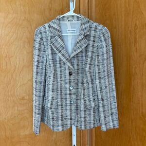 Trixi Schober Tweed Blazer Jacket Women's Size 12 Black White Multi-Color